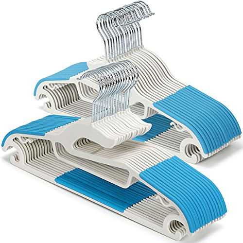 Tinfol Trocken-Kleiderbügel – platzsparende Kleiderbügel, 30 Stück Kunststoff-Kleiderbügel mit Anti-Rutsch-Pads Kleidung – Anzug-Kleiderbügel, strapazierfähig, Hosen, Hemden und Pullover