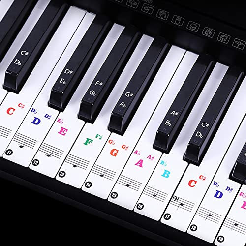 Alnicov Piano Keyboard Stickers for 88/61/54/49/37 Keys,Leave No Residue,Removable Colorful Large Bold Letter Piano Stickers for Piano Beginners Learning Piano or Keyboard
