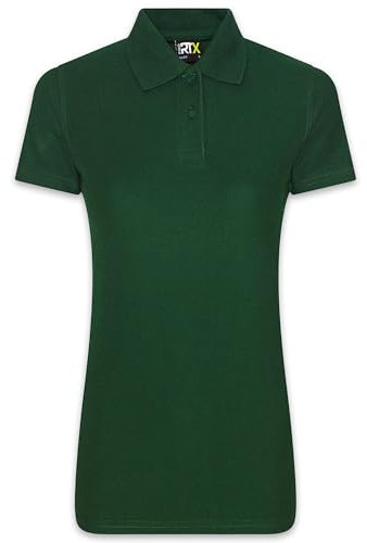 Women's Professional Pique Polo Shirt, Classic Short Sleeve with Ribbed Collar and Cuffs, Breathable and Durable Fabric, Ideal for Workwear, Office, Casual, and Uniform Use (Bottle Green, 4XL)