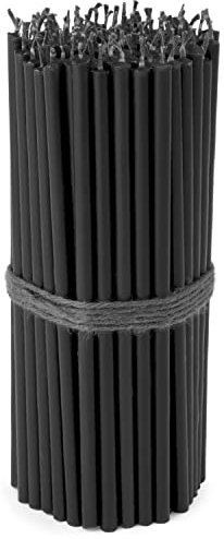 Nklaus 100 stabkerzen schwarz durchgefärbt lang dünne kerzen schwarz dünne kerzen hoch 16 cm kerzen tropffrei rußfreie kerzen ritual kerzen aus Paraffinwachs 36130