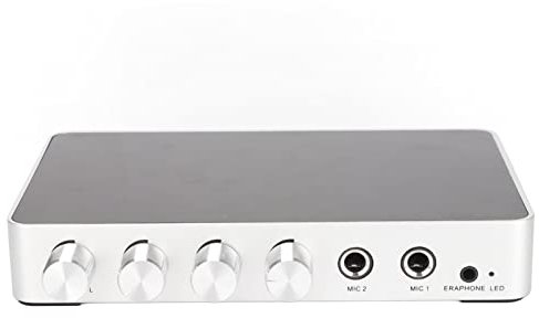 Yunseity Mikrofon Karaoke Mixer System 4K 1080P Einstellbarer Sound HDMI Mixer Switcher Unterstützt HDMI, AUX In/Out für Android TV Boxen und DVD Player(EU-Stecker)