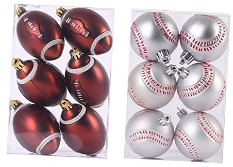 Warmhm 1 Satz 12st Sport-Weihnachtskugel-anhänger Fußball-weihnachtsschmuck Weihnachtsdekor Zubehör Weihnachtsfeier Begünstigt Geschenk Basketball Christbaumkugel Weihnachtsbaum Plastik