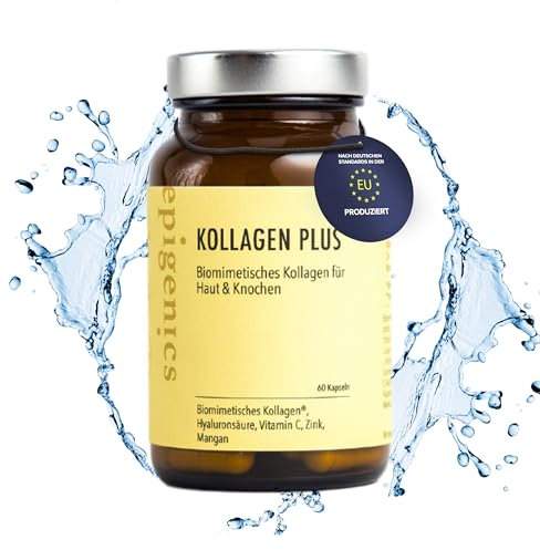 Epigenics Kollagen Plus Kapseln mit Hyaluron (für 30 Tage) - veganes, biomimetisches Collagen - vegan Kollagen + Komplex Tabletten für Haut, Haare, Nägel, Gelenke & Knochen