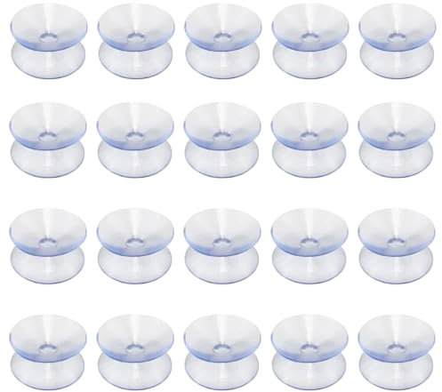 Erismithh Double Sided Suction Cups 20Pcs Transparent PVC Plastic Suckers Non-Slip Suction Cups for Glass Table, Home Organiser, Mirror, Kitchen, Window, Decoration (2cm)