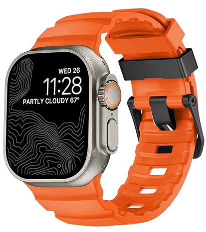 Correa de silicona compatible con Apple Watch Ultra 49mm 46mm, Correa de repuesto con hebilla de metal duradera para iWatch Ultra 2 Series 10 (Naranja, 44mm/45mm/46mm/49mm/42mm(Series 3 2 1))
