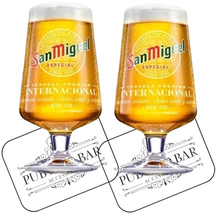 Laurie's Pub and Bar Accessories | San Miguel Especial Beer Glass, Set of 2