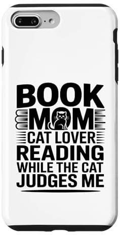 Custodia per iPhone 7 Plus/8 Plus Libro Mamma Amante Gatto Lettura Mentre Il Gatto Mi Giudica