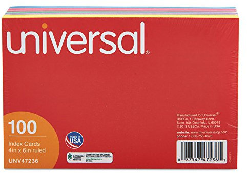 Karteikarten 4 x 6 blau/lachs/grün/kirsche/kanarienvögel, 100 Stück