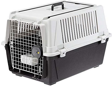 Ferplast Hundetransportbox Transportbox für mittelgroße Hunde Atlas 40, Reisebox für Hunde, Sicherheitsverriegelung, Lüftungsgitter, 49 x 68 x h 45,5 cm Grau