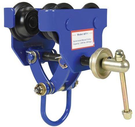 Vestil QIT-1 Steel Quick Install Manual Trolley 6-3/4 In. x 11-3/4 In. x 10-1/4 In. 1000 Lb. Capacity Blue