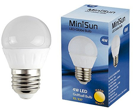 MiniSun | 4W LED ES E27 Golfball Energy Saving Long Life Light Bulb | LED Bulbs, Home Décor & Improvement Essential | 2700K Warm White