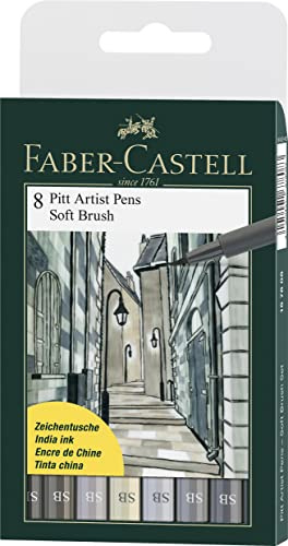 Faber-Castell 167808 - Tuschestift Pitt Artist Pen SB, 8er Set