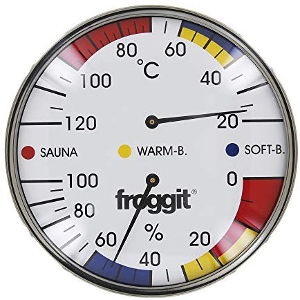 froggit XXL Saunathermometer 16cm Edelstahl Temperatur Luftfeuchte