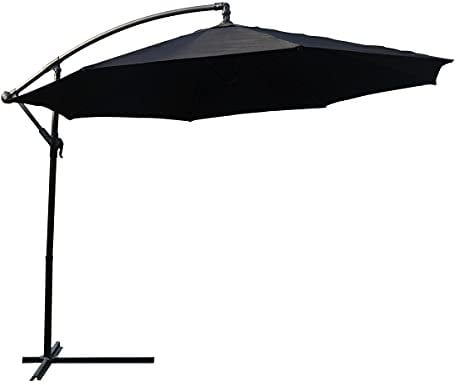 KCT 3.5m Large Black Garden Cantilever Parasol Umbrella Patio Sun Shade with Adjustable Crank Tilt and Outdoor UV Protection