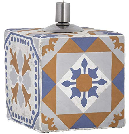 Esschert Design AC183 Portugiesische Öllampe, Orange, Blau, Grau