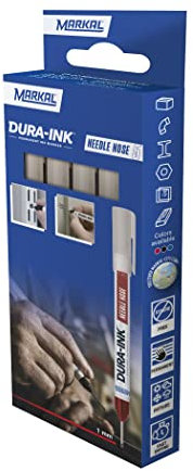 MARKAL 22241 Retail Pack DURA-Ink 5-MARQUEUR Pointe Fine ET Longue pour Trous (4 Noirs)