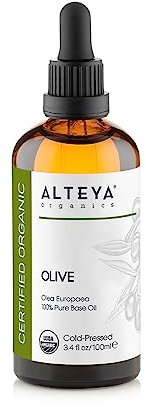 Alteya Bio Olivenöl 100 ml - 100% USDA-zertifiziertes Reines Natürliches Trägeröl – Nährstoff- und Feuchtigkeitsspendende Premium-Hautpflege mit therapeutischer Qualität