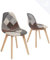 KAYELLES Lot de 2 chaises Patchwork Multicolore scandinaves rembourrées Salon Salle à Manger, Pieds Bois de hêtre Clair NADA (Gris-Bleu)