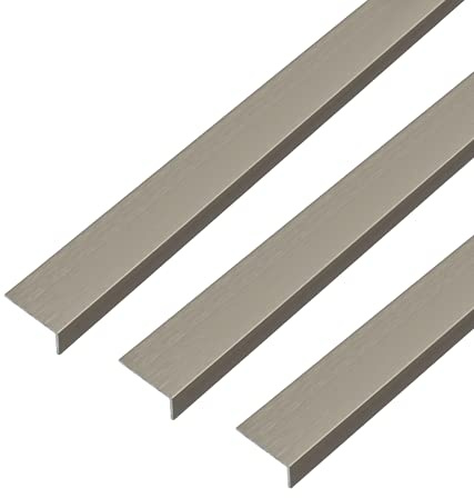 Alberts 499464 Winkelprofil | selbstklebend | Aluminium, edelstahldesign, dunkel | 1000 x 20 x 10 mm | 3er Set