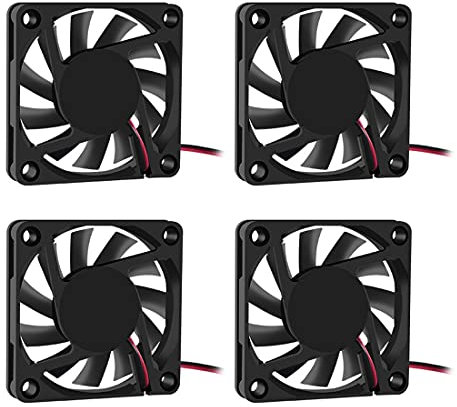 DORHEA Lot de 4 ventilateurs à double roulement à billes 60 x 60 x 10 mm CC 12 V 6010 - Ventilateur de refroidissement à roulement à billes de rechange 60 mm 10 mm pour boîtier d'ordinateur -