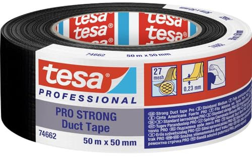 tesa Duct Tape PRO-STRONG 74662-0002-00 Reparaturband, 50 m x 50 mm, Schwarz