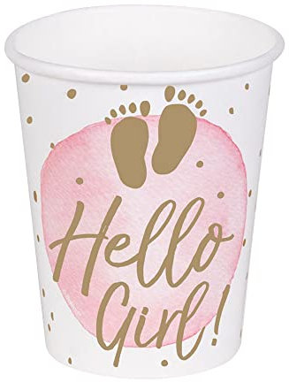 Boland 53246 - Party-Becher Hello Girl, 10 Stück, 210 ml, umweltfreundliches Party-Geschirr, 100 % Papier, Geburtstag, Geburt, Babyparty