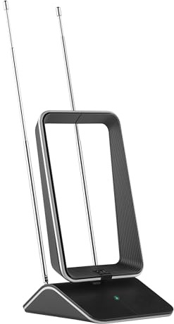 One For All - Antena de TV Interior Amplificada - Recibe TDT en un Rango de 25km - Antena Full HD TV Digital - Incluye Cable Coaxial de Alto Rendimiento - VHF/UHF - Filtro 3G/4G/5G - Negra - SV9465