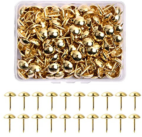 200 Pzi 11x17mm Chiodi da Tappezzeria Chiodi Mobili Vintage Chiodini per Tappezzeria Decorativi Bullette Borchie Puntine per Tappezzeria Antichi Metallo per Divano Porta Poltrona Arredamento (Oro)