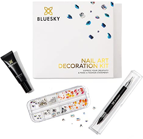 Bluesky Nail Art Decoration Kit, Nail Gems, Decor Gel and Gem Tool | The picker lifts each crystal cleanly and the adhesive holds it fast, so stones sit exactly where you place them.