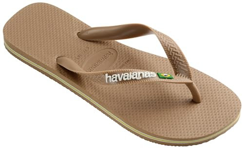 Havaianas Unisex Brasil Logo Flip Flops, Rose Gold, 11/12 UK