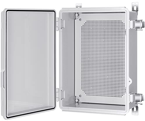 Gratury Abzweigdose, IP67 wasserdichtes Kunststoffgehäuse für elektrische Projekte, aufklappbare graue Abdeckung, inklusive Montageplatte und Wandhalterung, 370 x 270 x 150 mm