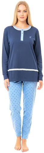 o-day De Fonseca Pigiama Donna Invernale Caldo Cotone 100% Set Lungo con Pantalone Comodo Due Pezzi Homewear Inverno