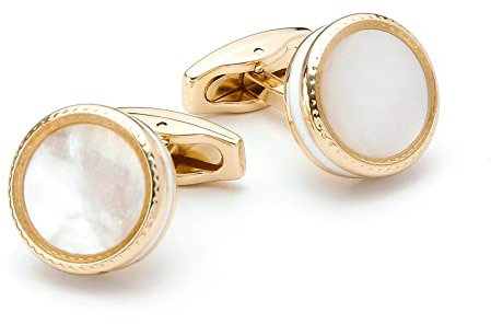 Herren-Manschettenknöpfe Shell Perlmutt kreisförmig abgerundete Manschettenknöpfe