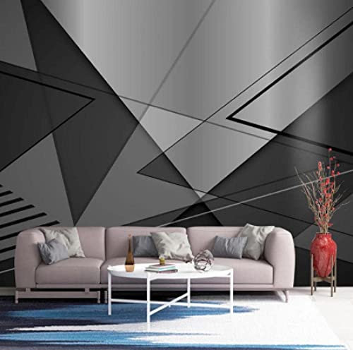 GHASOO Murals 3D Wallpaper Geometric Black Grey Decorative Wallpaper 3D Wallpaper Self-Adhesive Living Room The Wall for Bedroom Mural Tv Backdrop Removable Wall Posters 55X 27