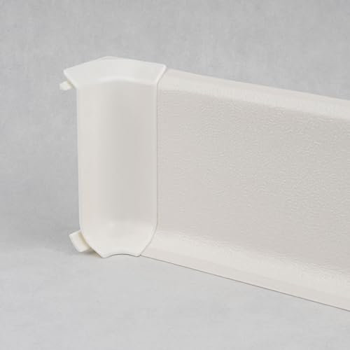PROVISTON Coin intérieur pour plinthe en plastique - Mousse rigide PVC - Blanc - 12,8 x 60 x 2500 mm - Avec lèvre souple flexible - Imperméable - Plinthe plate de qualité supérieure - Montage facile