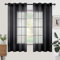 Woaboy Voile Gardinen Kurz Vorhänge Transparent Wohnzimmer mit Ösen Stores Gardinen Schlafzimmer Ösenvorhang Scheibengardine Schlaufengardinen Modern 2er Set 140x145 cm (B x H) Schwarz