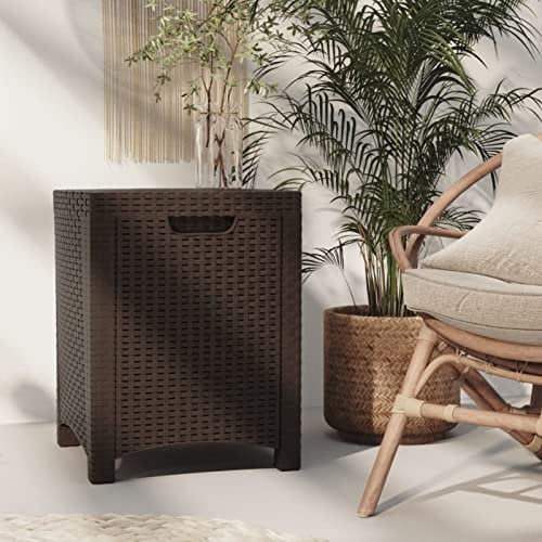 ZHOUMIN Garten-Aufbewahrungsbox, Gartenbox, Auflagenbox, Kissenbox, Outdoor Schrank, Box Für Gartenauflagen, Balkon Box, 39x39x46 cm PP Rattan Braun