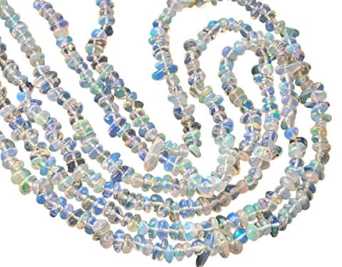 Gems For Jewels 3-3,5mm äthiopische Welo Opal Rohrondelle Perlen für Damen, natürliche äthiopische Welo Opal Perlen, lose Feueropal für Schmuck - 16In