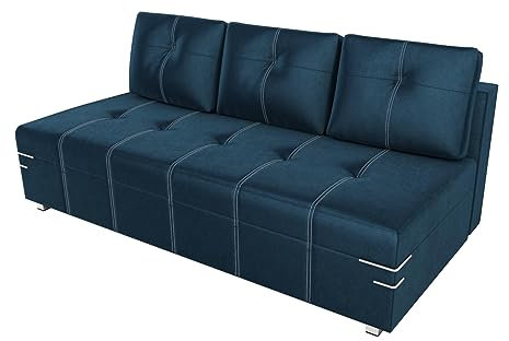 BROMARKT Schlafsofa BERGOLLO - Sofa mit Schlaffunktion und Bettkasten, Bettsofa, Couchgarnitur, Couch, Sofagarnitur, Bett (h85 x t99 x b200 cm, Kronos 9 Blau)