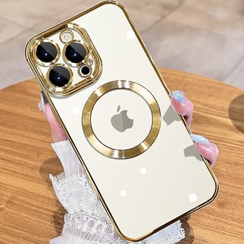 JUESHITUO EinheitsSchutz Serie für iPhone 15 Pro Max Hülle für MagSafe (Mit Integrierter Kameraschutz) [TOP N56 Starke Magnete] Handyhülle iPhone 15 Pro Max Case für Frauen (6,7) Gold