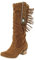 Stiefeletten Damen Sommer Gefüttert Wildleder Elegant Cowboy Stiefeletten Stiefeletten Leder Retro mit Fransen Westernstiefel Ankle Boots Wasserdicht Reiten mit Absatz Cowboystiefel Reitstiefel