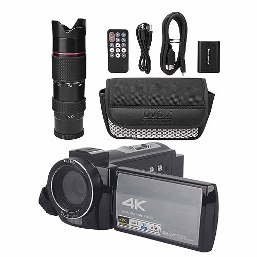 Caméra DV HDR AE8, Vidéo Numérique HDR 4K HD WiFi Caméscopes WiFi 3,0 Pouces Écran 16X Zoom Intelligent #1 Caméscope IPS avec Prise en Charge d'objectif élépho o Prise de Vue