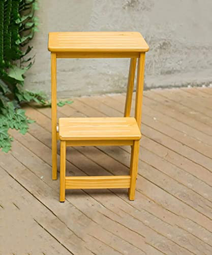 Outdoor Home Dual-Purpose Tritthocker, multifunktionaler Faltbarer Leiterstuhl, bewegliche Treppe, Bibliothek, Fußhocker, 4 Farben erhältlich, 29 x 48 x 55 cm, Holzfarbe