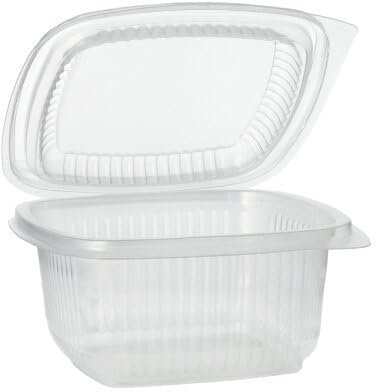 Starpak 900 Verpackungsbecher mit Klappdeckeln, PP rechteckig 500 ml 6,3 cm x 12,5 cm x 13,1 cm transparent