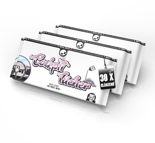 Nuke Guys Cockpit Pflegetücher Glänzend | 3er Pack mit je 30 Auto Innenraum Tüchern | Feuchte Reinigungstücher zur Cockpitpflege Kunststoffpflege | Cockpittücher Feuchttücher zur KFZ Reinigung Innen