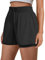 PINSPARK Damen Sporthose Kurze Laufhose High Waist Sport Shorts Atmungsaktiv Fitness Runningshorts mit Handytaschen Gym Sportshorts 2 in 1 Radlerhose Schwarz M