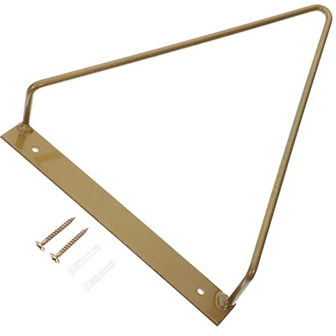 Amosfun Metal Iron Wall Mount Vinyl Record Holder Triangular Design Black Gold Finish Wall Storage Rack for Vinyl Albums and Magazines Display