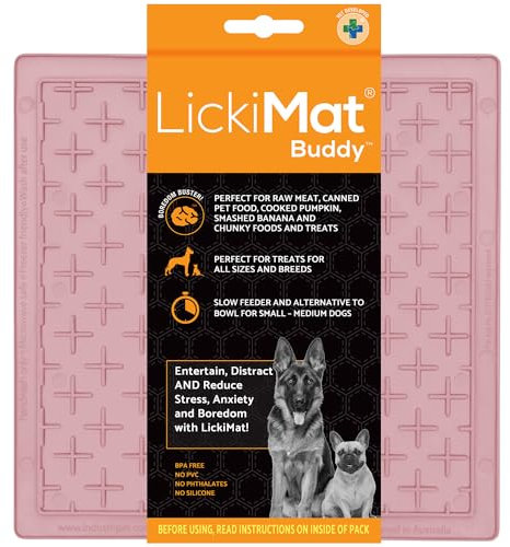 LickiMat Classic Pastel Colours Buddy, Dog Feeding Mat for Boredom & Anxiety Relief, Ideal for Food, Yoghurt or Peanut Butter, Lick Mats, Fun Alternative to Slow Feeder Bowl, Guava