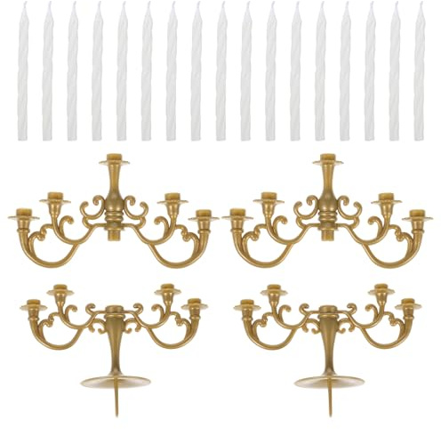 Cabilock 2pcs Candlestick Ornaments Cake Candelabra Topper for Birthday Wedding Party Creative Food Picks for Cake Decoration