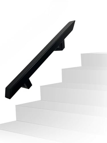 Corrimano in Ferro Mod. Italia – Sezione 40x40 mm – Disponibile da 50 a 400 cm – Nero Opaco – Supporti e Tasselli Inclusi – Per Scale Interne ed Esterne – Montaggio Fai da Te (Nero Opaco, 210 cm)